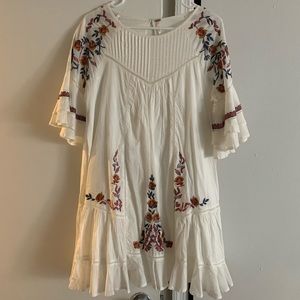 Free People white embroidered floral dress, medium